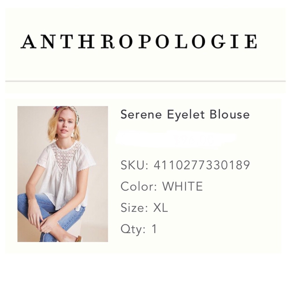 Eri + Ali Serene Eyelet Blouse, XL white